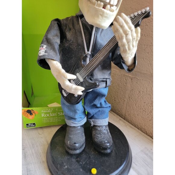 Rockin skeleton AS IS Grim reaper skeleton biker guitar Halloween decor - Picture 4 of 12